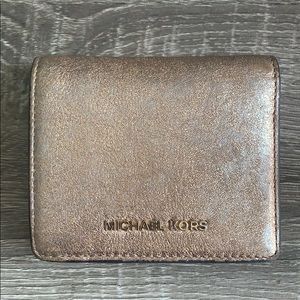 MK Rose Gold Foil Jet Set Leather Bifold Wallet